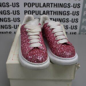 Alexander McQueen Allover Pink Glitter Lace Up Sneakers - Size 30/12.5